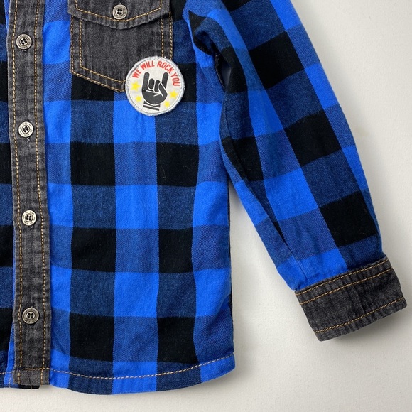 PL Kids Buffalo Check Colourblock Button-Down Shirt 2T - Picture 3 of 7